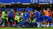 Cesar Azpilicueta is given OXYGEN in worrying scenes at Stamford Bridge as Chelsea defender is taken off on stretcher after being caught in the head by an attempted overhead kick from Sekou Mara- but Spaniard WAS conscious when he left pitch