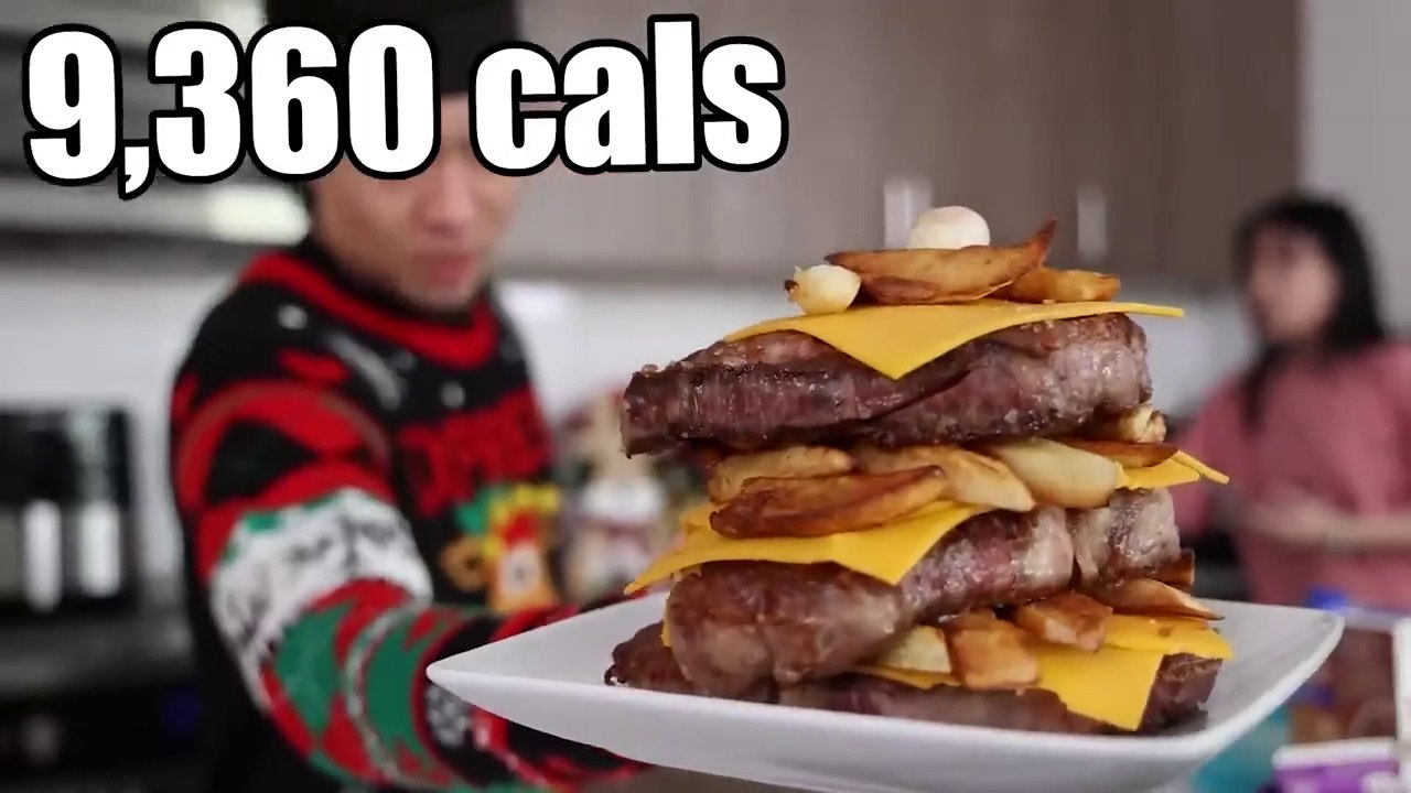 Massive A5 WAGYU steak REVERSE Sandwich (_10,000 calories)