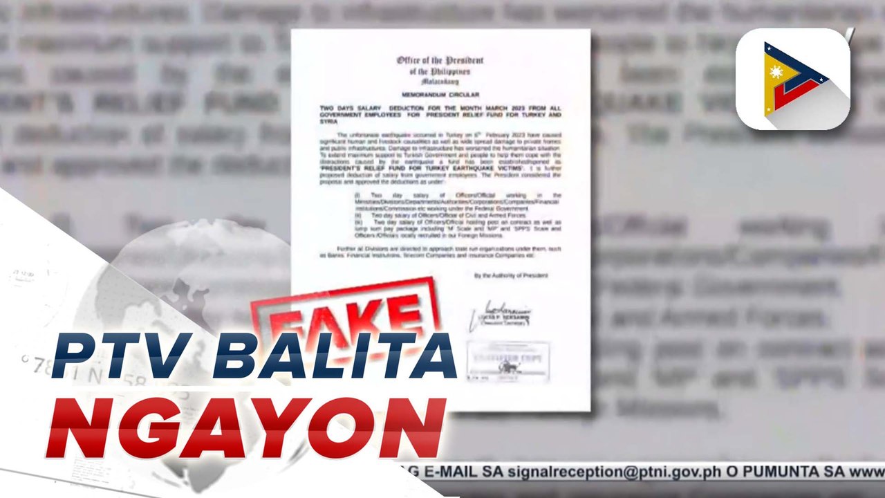 Dalawang araw na bawas sweldo sa mga gov't employee bilang presidential relief fund para sa Turkiye at Syria, pinabulaanan ng Palasyo