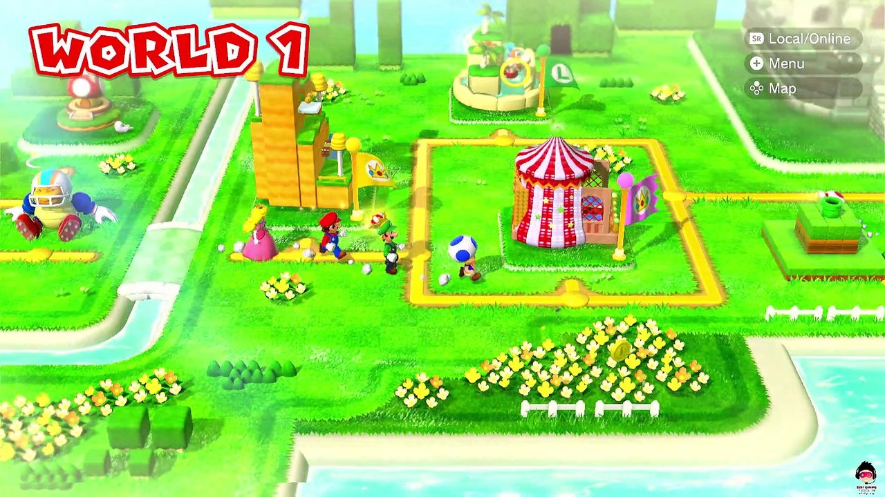 Super Mario 3D World - Mario, Peach, Luigi & Toad in Plessie's Plunging Falls, Bowser's Highway Showdown
