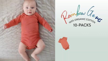 HonestBaby Baby 10-Pack Organic Cotton Long Sleeve Bodysuits