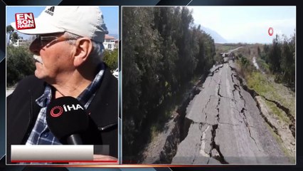 Depremin vurduğu Hatay'da yarılan 3 kilometrelik yol çöktü