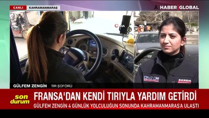 Fransa'dan kendi tırıyla yardım getiren 24 yaşındaki kadın , Haber Global ekibine konuştu