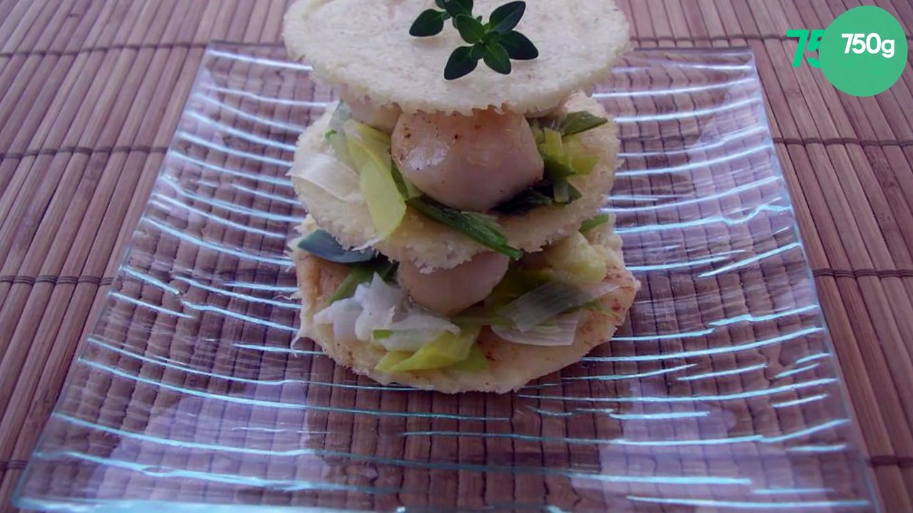 Millefeuilles de st jacques aux poireaux