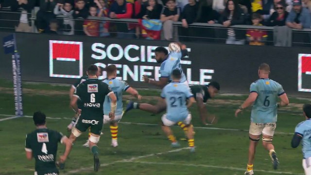 TOP 14 - Essai de Edward SAWAILAU (USAP) - USA Perpignan - Section Paloise - Saison 2022:2023