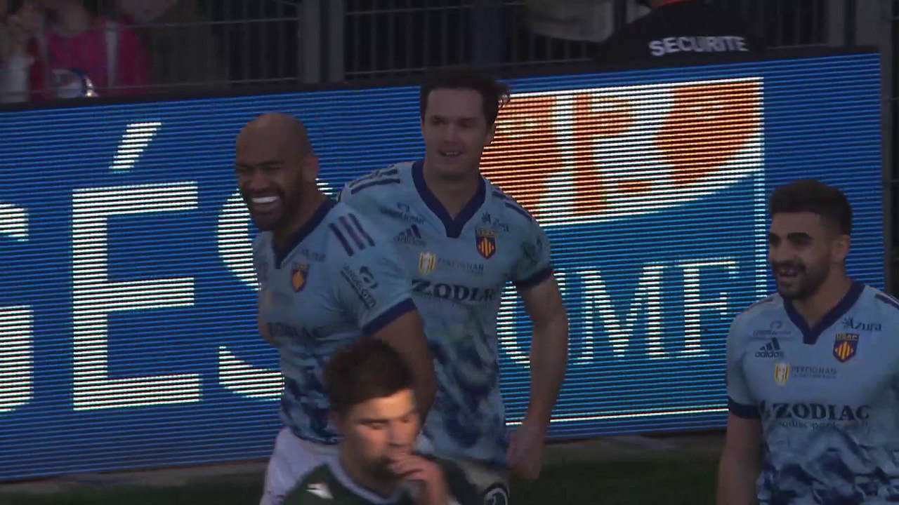 TOP 14 - Essai de Tristan TEDDER (USAP) - USA Perpignan - Section Paloise - Saison 2022:2023