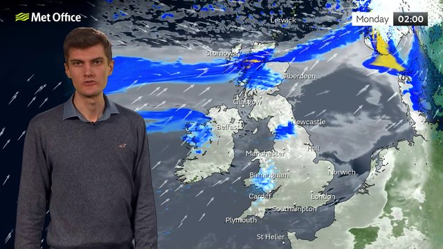 Met Office Evening Weather Forecast 19/02/23 - Remaining unsettled. Windy in north