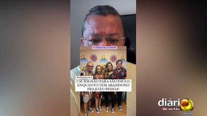 Nilvan Ferreira diz que Cícero Lucena doou R$ 1 milhão à Escola de Samba de SP e critica prefeito