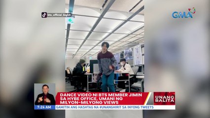 Dance video ni BTS member Jimin sa hybe office, umani ng milyon-milyong views | UB