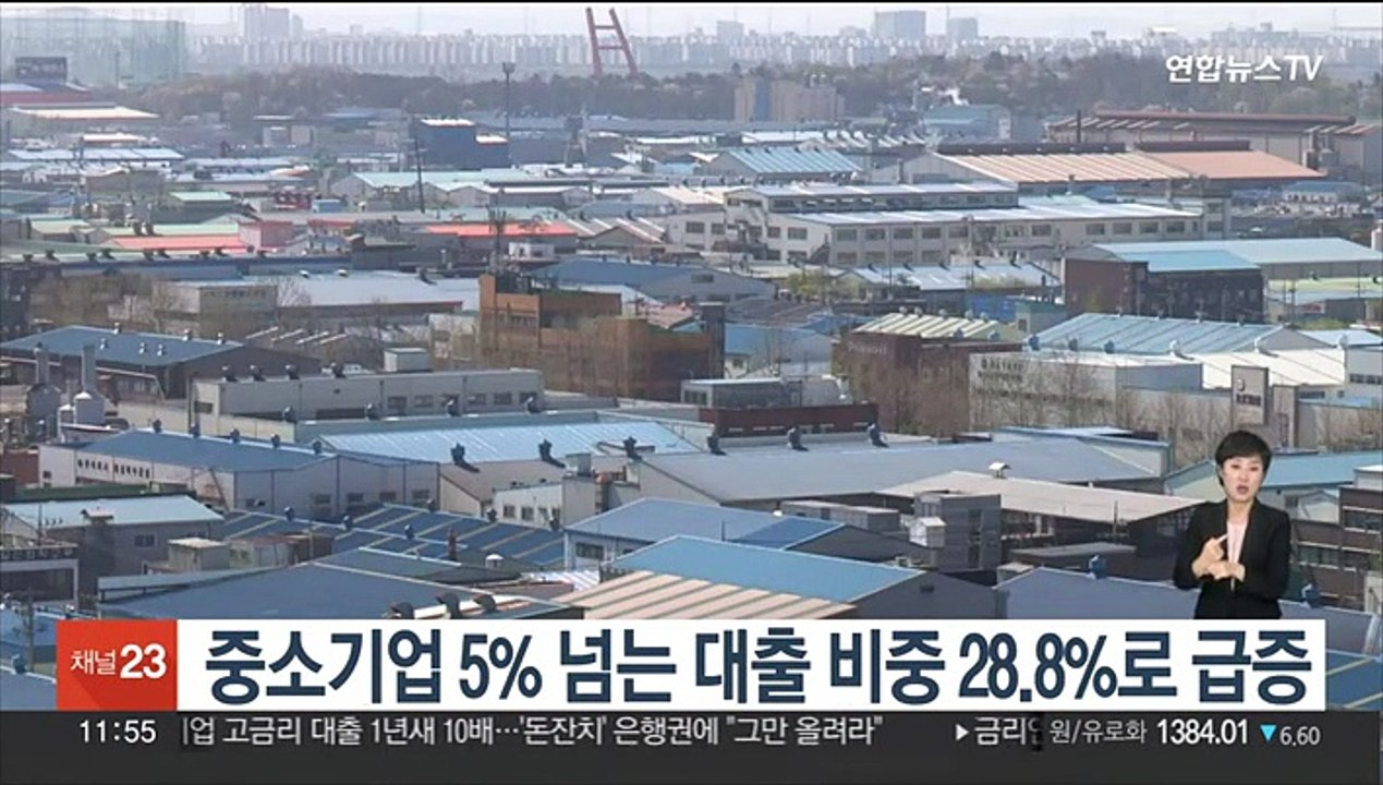 중소기업 5% 넘는 대출 비중 28.8%로 급증