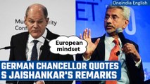 German Chancellor Olaf Scholz refers to EAM S Jaishankar’s ‘European mindset’ remark | Oneindia News