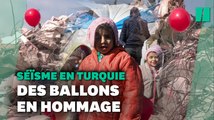 En Turquie, des ballons rouges dans les ruines pour honorer les enfants victimes du séisme