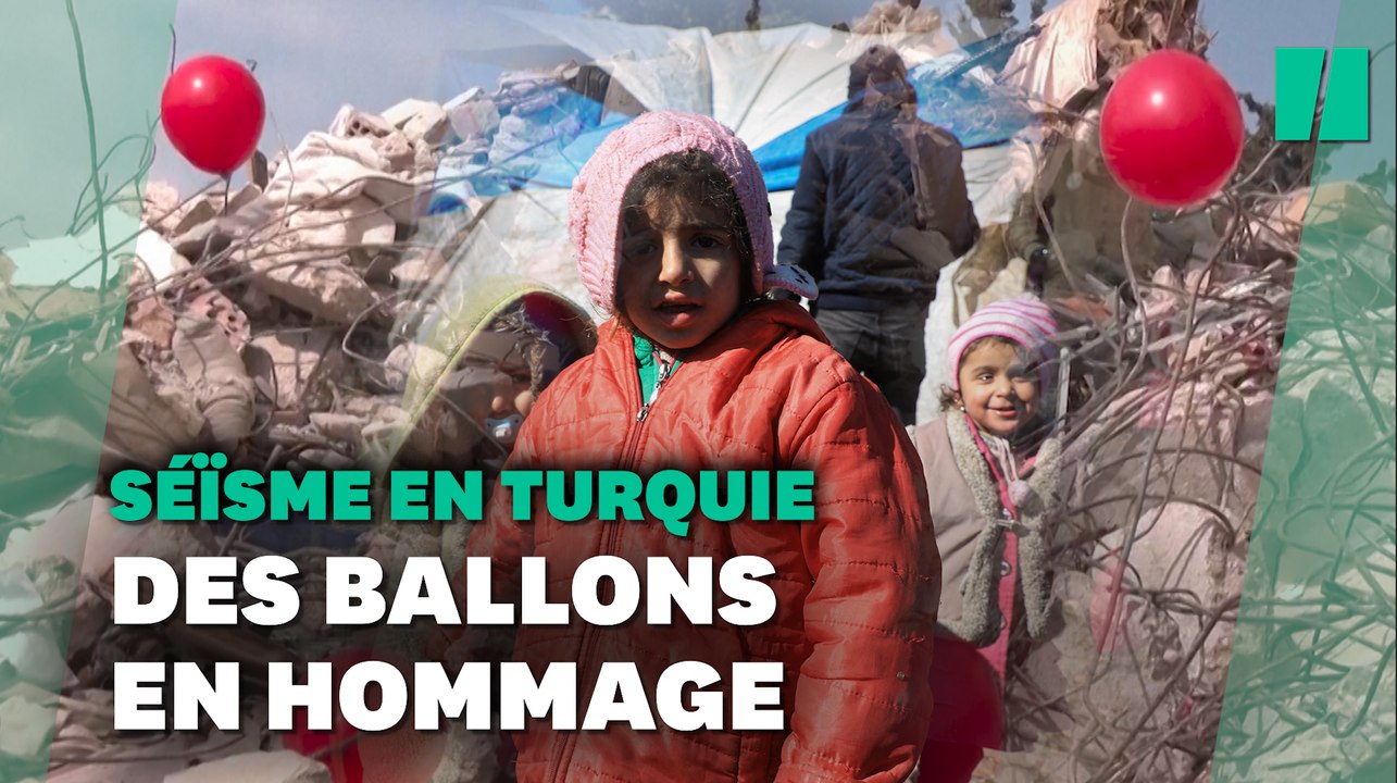 En Turquie, des ballons rouges dans les ruines pour honorer les enfants victimes du séisme
