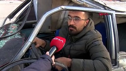 Enkaz altından çıkarılan araçla yola çıktı!