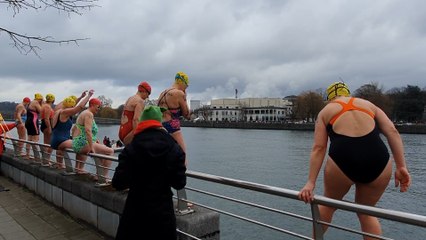 Plus de 100 nageurs ont effectué la Traversée hivernale de la Meuse dans une eau à 7° à Huy