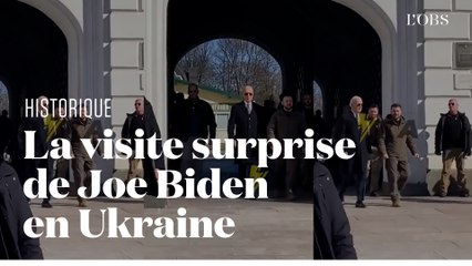 Télécharger la video: Joe Biden en visite surprise à Kiev en Ukraine, auprès de Volodymyr Zelensky