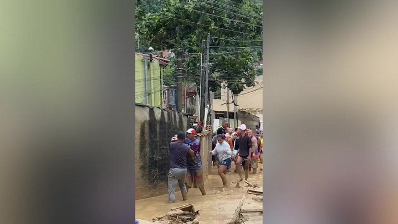 Locals form human chain to save baby after torrential floods in Sao Paulo state