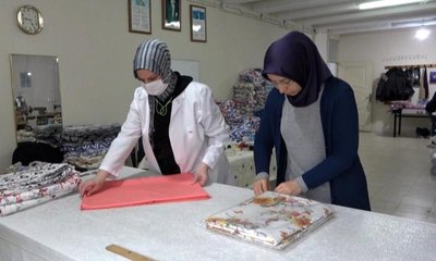 Sinop'ta depremzedeler için nevresim takımı üretiliyor