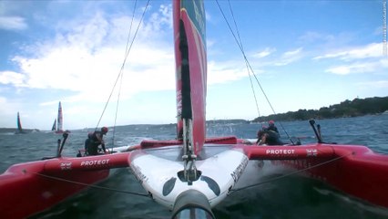 Dramatic moment sailboat crew member goes overboard during Grand Prix race