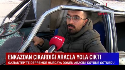 Trafikte ilginç manzara: Enkazdan çıkardığı araçla yola çıktı