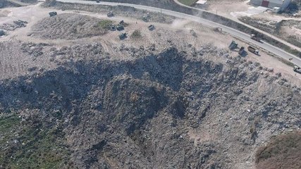 Enkaz döküm sahası havadan görüntülendi