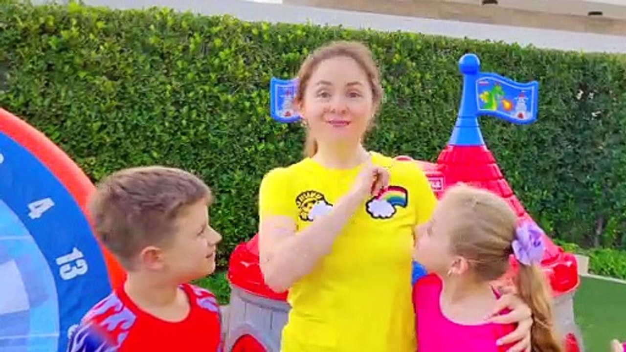 Diana and Roma play outdoor games with their mom and help mom cook food