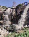 شلال من المياه الآسنة يصب في وادي السليحي أحد روافد سد الملك طلال