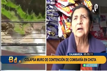 Muro de comisaría en Cajamarca se derrumba repentinamente: hombre se salva de morir