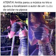 EITA! De cima do trio, Anitta identificou um r0ub0 de celular e ajudou a identificar o autor. Cantando, dançando e observando tudo!