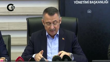 Cumhurbaşkanı Yardımcısı Fuat Oktay, AFAD Genel Merkezi'nde açıklamalarda bulunuyor