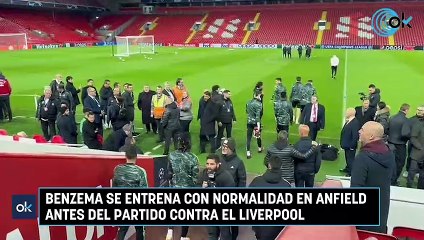 Benzema se entrena con normalidad en Anfield
