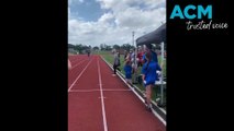 Dillon Rinn crosses the finish line at Maitland Regional Athletics Centre | February 19, 2023