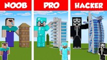 Minecraft NOOB vs PRO vs HACKER MODERN SKYSCRAPER HOTEL  HOUSE BUILD CHALLENGE in Minecraft