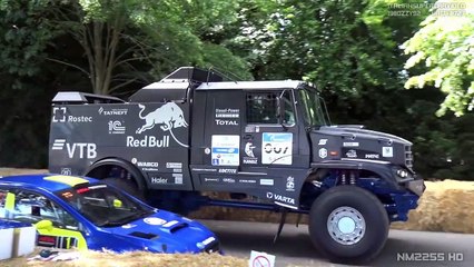1000HP 10-Ton Kamaz Dakar Truck Going Sideways Up The Goodwood Hill 12.5 Liter Diesel V8