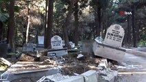 Hatay'da deprem sonrası mezarlar hasar gördü, bazıları yola uçtu