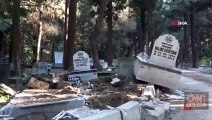 Hatay'da deprem sonrası mezarlar hasar gördü... Bazıları yola uçtu!