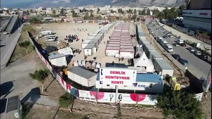 Afet Bölgesi Hatay'a Kurulan 'Gemlik Konteyner Kent' Havadan Görüntülendi