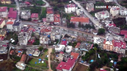 Hatay merkezli depremin ardından kent merkezi ve çevresi helikopterden görüntülendi