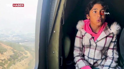 Depremzede çocukların helikoptere binme hayali gerçek oldu