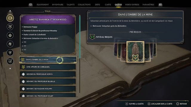 Dans l'ombre de la mine Hogwarts Legacy : Soluce de la quête avec Sebastian