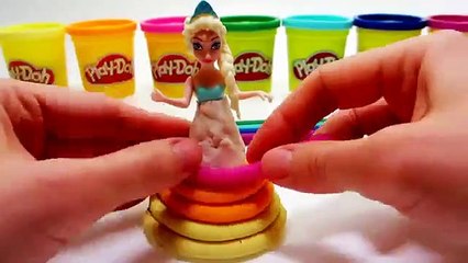 Play Doh Videos Dress Up Princess Elsa Frozen Disney with RAINBOW Colors for children (Funny)