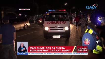 Van, sumalpok sa bus sa Edsa Busway; 2 sakay, naipit | UB