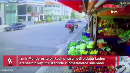 Aracın kaputunda kilometrelerce sürüklendi