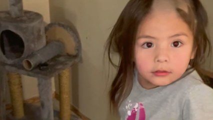 Hasty toddler is confronted by mom after giving herself and her bro HIDEOUS haircuts