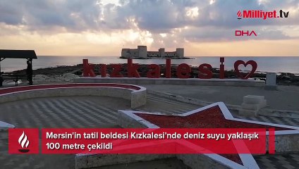 Kızkalesi'nde deniz suyu 100 metre çekildi