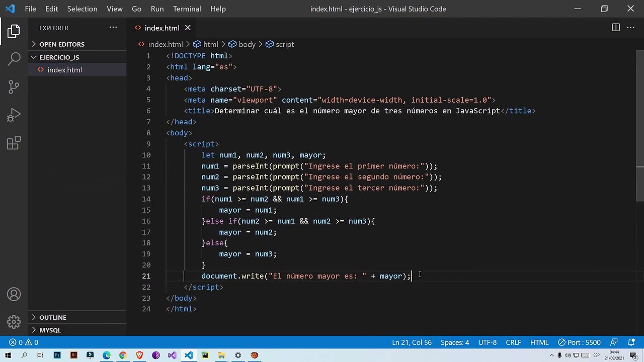 Determinar cuál es el número mayor de tres números en JavaScript