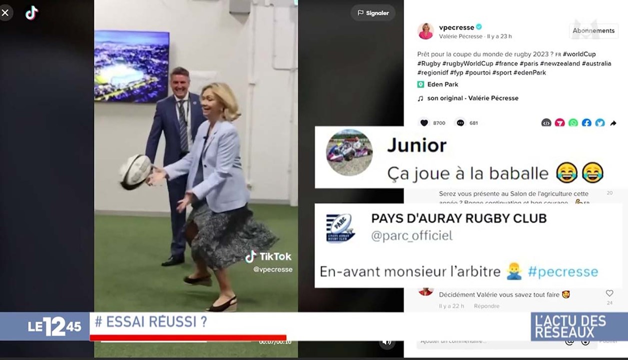 Zapping du 22/02 : Valérie Pécresse s'essaye au rugby et ça ne passe pas...