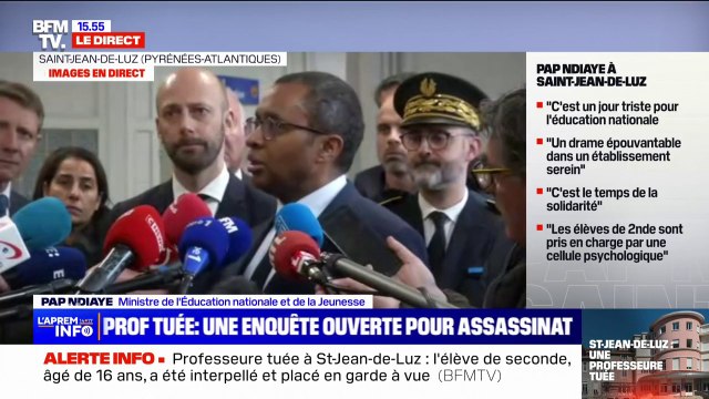 Pap Ndiaye annonce qu'une minute de silence sera respectée jeudi à 15h en hommage à la professeure tuée