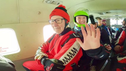 Daredevil 76-year-old completes skydive from 11,000 ft in memory of his late partner