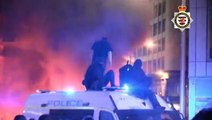 Moment rioter smashes police station window during Bristol unrest
